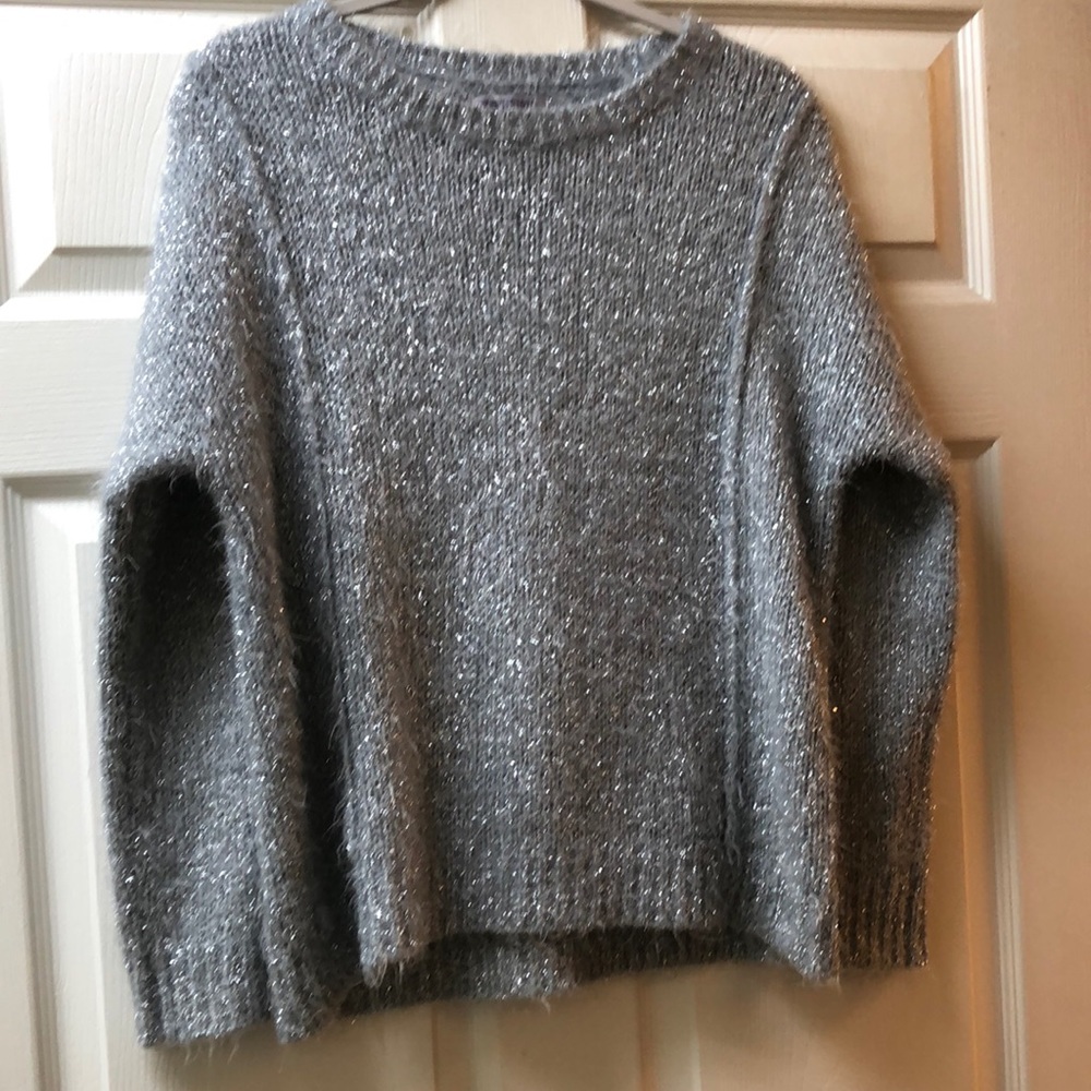 Jennifer Lopez Silver metallic sweater.  Soft, stretchy.